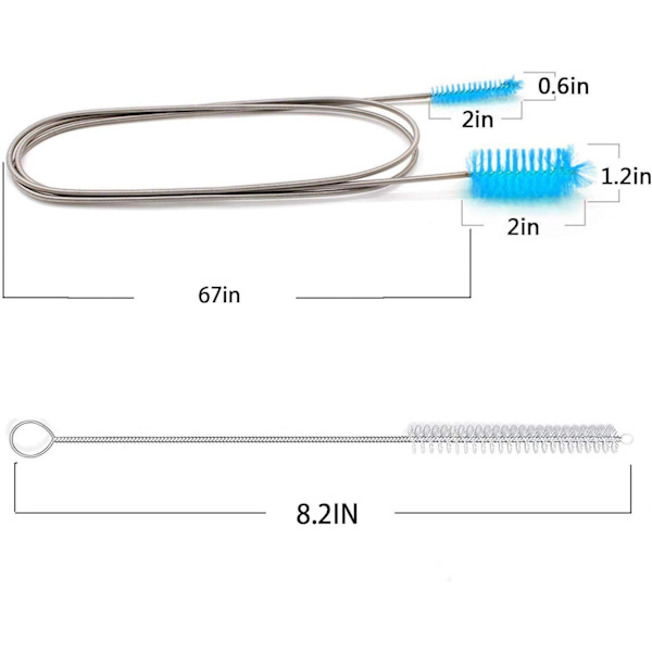 Flexibel avloppsborste， Nylon med dubbla ändar elastiskt slangrör