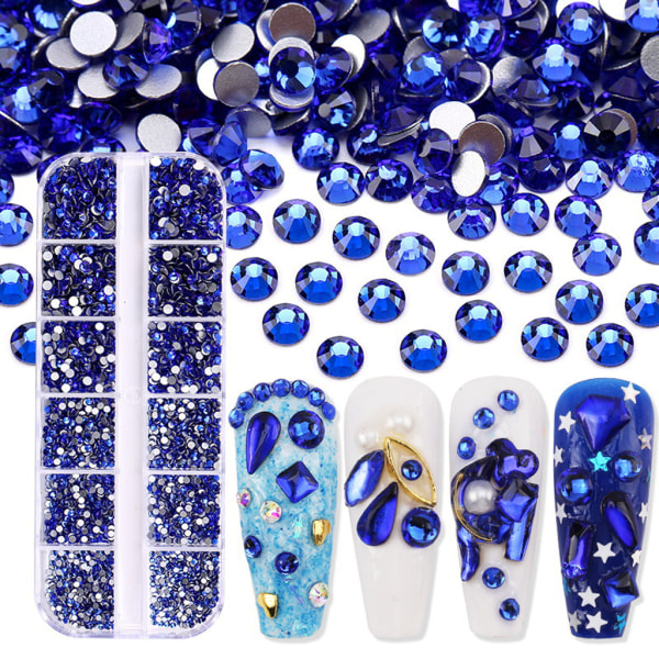 3600 st Nail Art för Rhinestone AB Rhinestones Beads Nail Gems Rundformade Flatback Gems Stones Dubbar 6 storlekar med låda Crystal clear