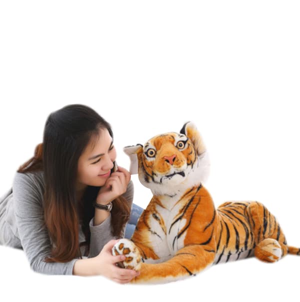 Realistiske bløde krammedyr Plyslegetøj Tiger yellow 60CM