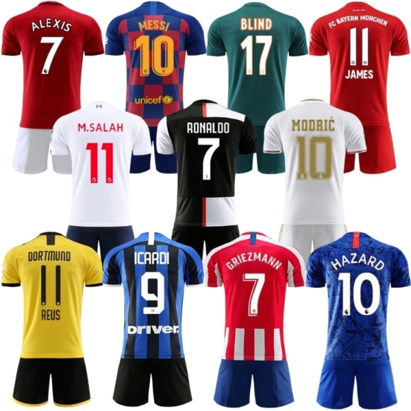 Partihandel fotbollströja uniform set barn barn fotboll bära tröjor Red 2 XL