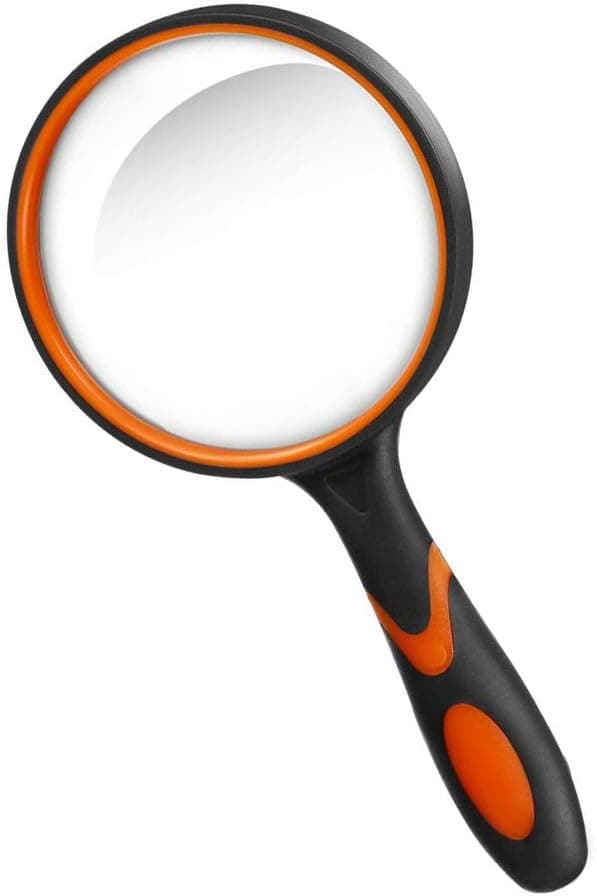 Forstørrelsesglas 10X (Orange), Håndholdt Læseforstørrelsesglas med skridsikkert greb