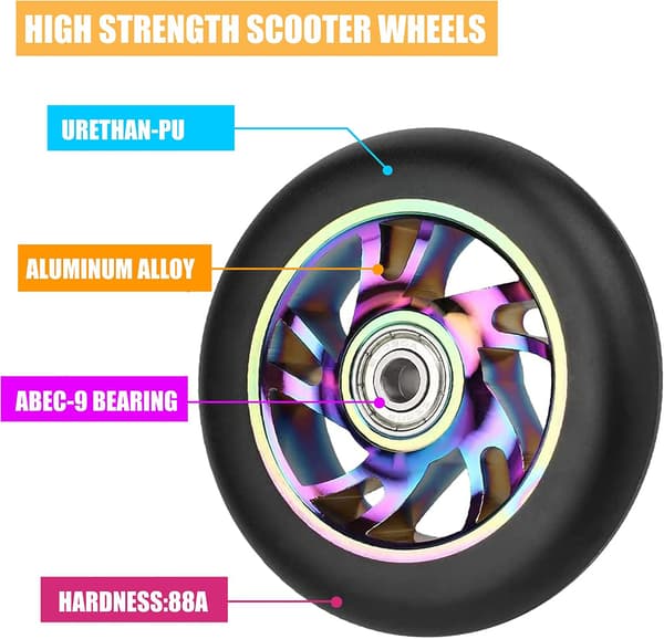 100mm Pro Stunt Scooter Hjul med ABEC 9 lejer passer til 100/110