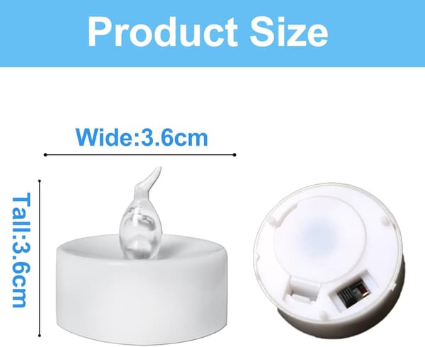 12-pak LED-lys med timerfunktion, flimrende flamme, 3,6 x