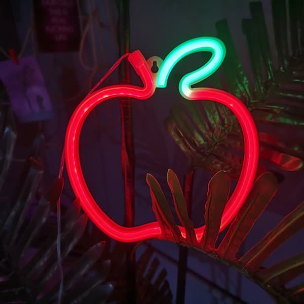 Æbleformede neonskilte Neonlys LED til vægdekoration Gaming Zone