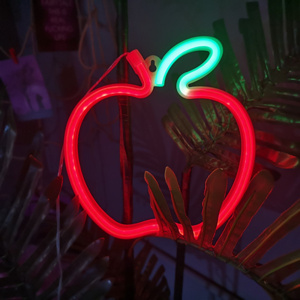 Apple-formade neonskyltar Neonljus LED för väggdekor Gaming Zon
