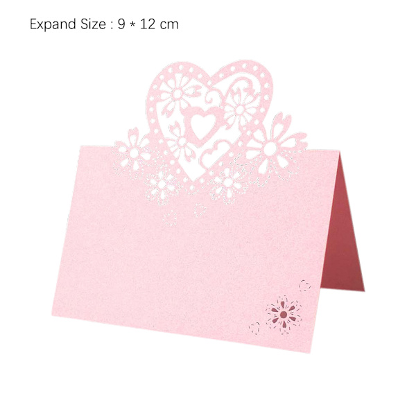 100 st Bord Namn Plats Kärlek Hjärta Bröllopsfest Pearlescent kort Pink 100 PCS