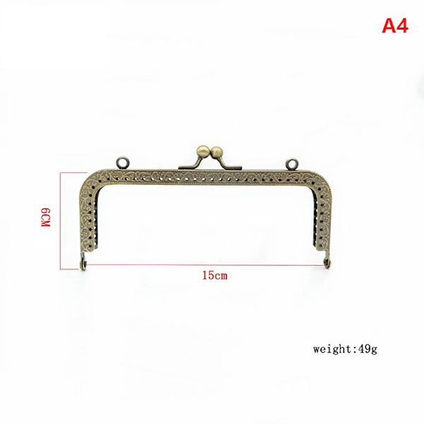 Fyrkantig Blank Silver Basic Metal Plånbok Ram Kiss Spänne Lås DI 12.5cm