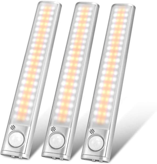 Underskapsbelysning 80 LED-garderobelys, bevegelsessensorlamper 3 Packs