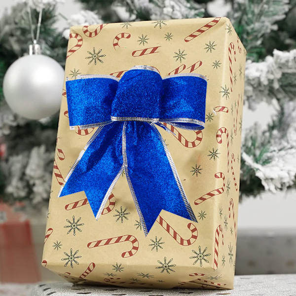 8 stk Glitter julekrans sløyfe juletrepynt blue