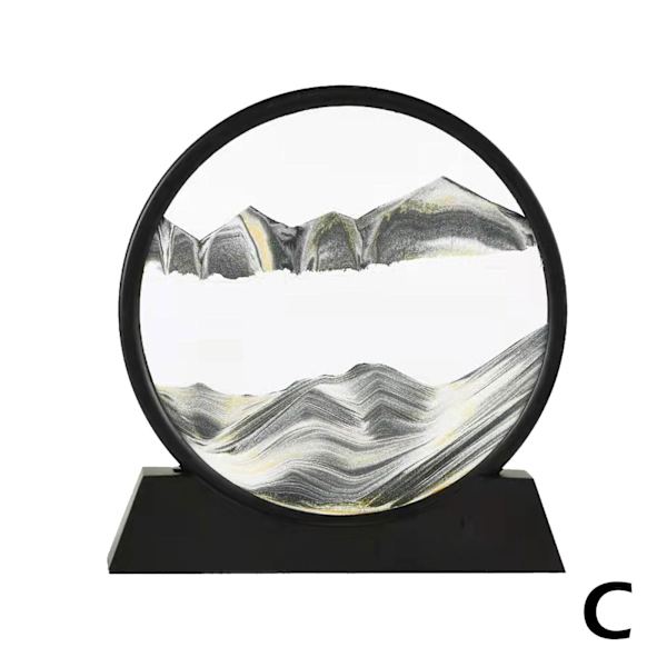 CZQIKEDA Moving Sand Art Picture Sandscapes, 3D Dynamic Round San black One-size