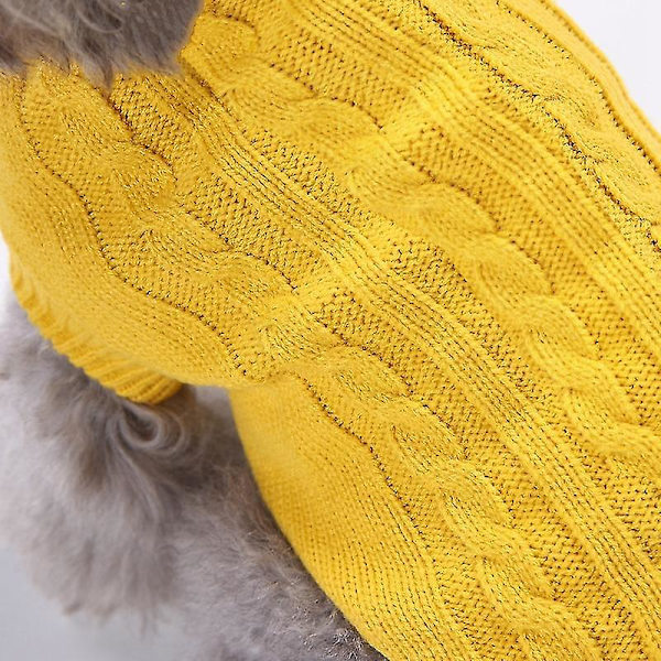 Kæledyrssweater, Turtleneck Strikket Jumper Hundetrøje Varm Frakke Sød Hvalp Kattetøj yellow xl