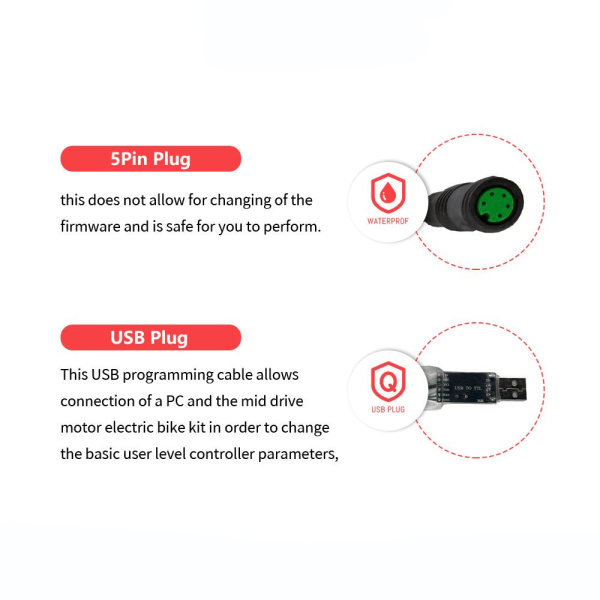 USB programmeringskabel E-cykel programmerad tråd mittmotor
