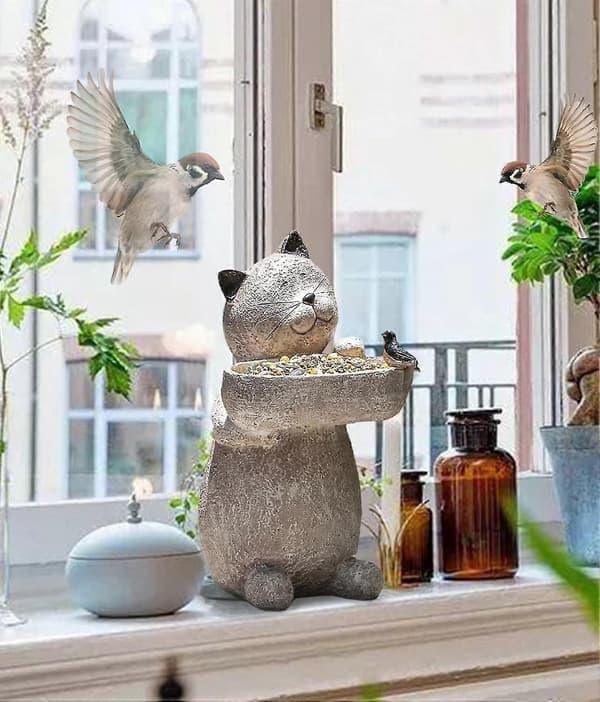 12,3\" Kattehagestatue - Utendørs dekorfigur, for hageskulptur
