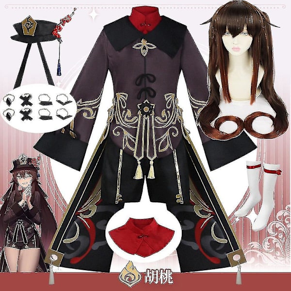 Snabb leverans Genshin Impact Hutao kostym Hu Tao kinesisk stil Uniformspel Halloween kostymer för kvinnor vuxen peruk Costumes and wig 40