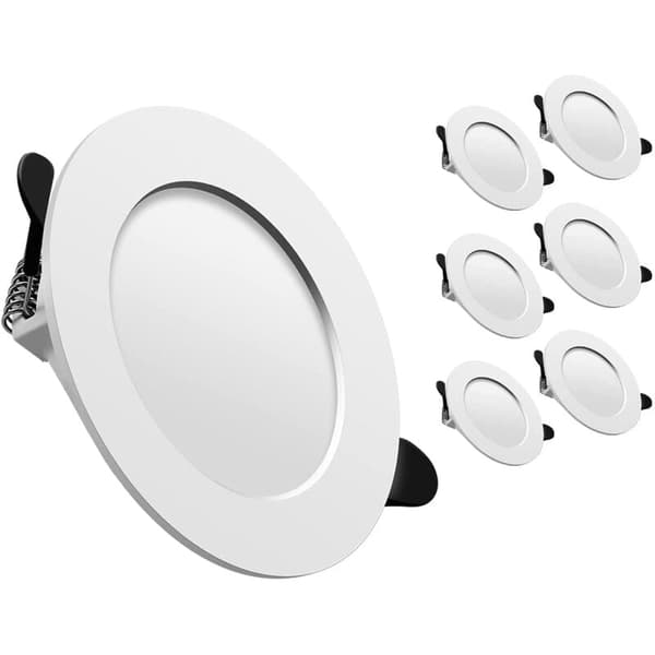 6 stk. 5W integrerte LED-spotlights, kaldhvite 6000K