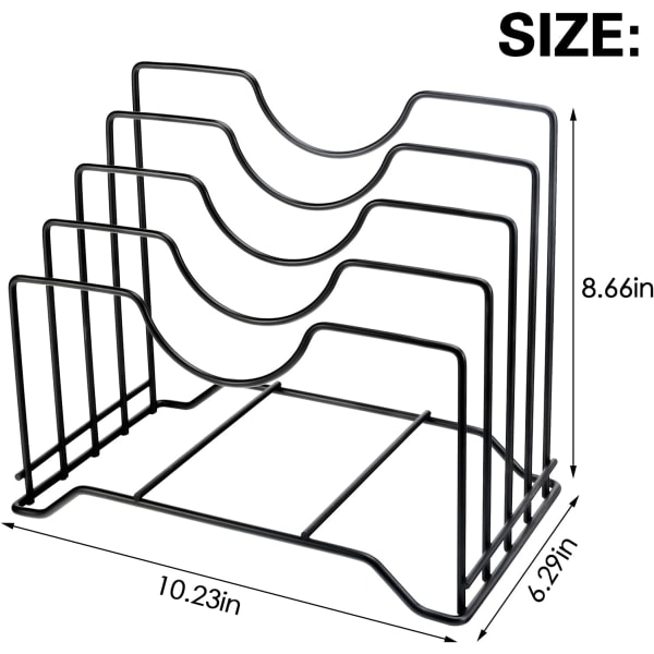 Grytlock Platthållarställ, grythållare i rostfritt stål Köksförvaring för kastruller, kastruller, lock Lämplig NO:6 size