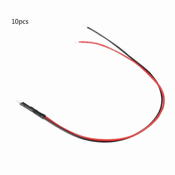 10 stk 12v 3mm LED lysdiode kablet flerfarget LED-lyskabel 20cm 0,06W (varmhvit)