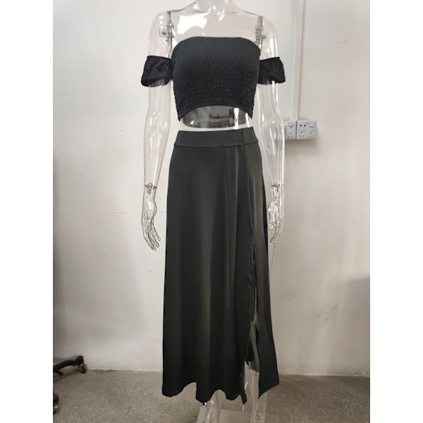 lim-Fit fransk Bohemian printed mellanlängd Retro Tube Top uit Black S