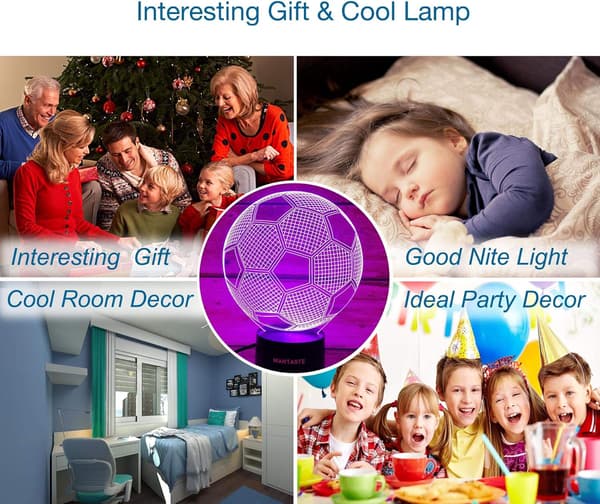 3D Fotballlampe Gave til Gutter, Jenterom, Nattelys T