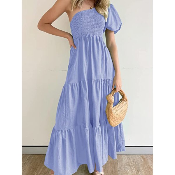 Bohemian ärmlös kjol Strandklänning Hög midja Klänning Kvinnlig Klänning Sky Blue XXL