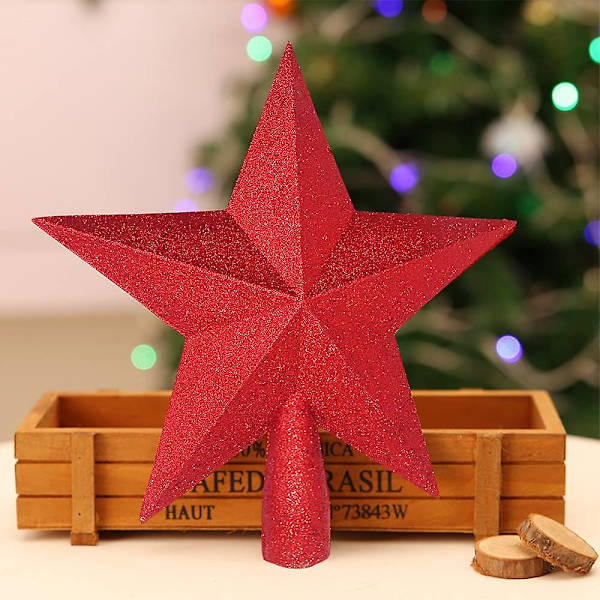 Glitter Star Christmas Tree Topper- Jul splittringssäker julgransdekoration Treetop