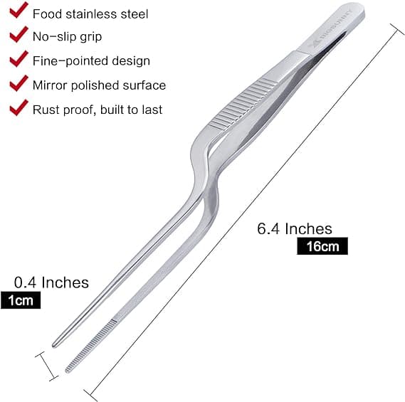 Kökspincett - offsetpincett i rostfritt stål (6,5"+8,5")
