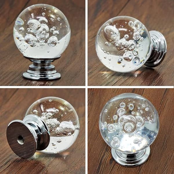 10 Krystallkule skapdørhåndtak (hvit 30mm), hvit c