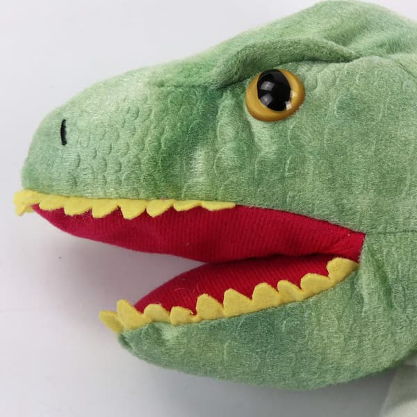 Plysch Dinosaurie Handdocka T-rex Gosedjur med Öppen Rörlig Mun