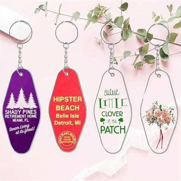 90PCS DIY Transparent Akryl Nyckelring Hänge Dekoration Set Tom Akryl Bild Nyckelring Present, A