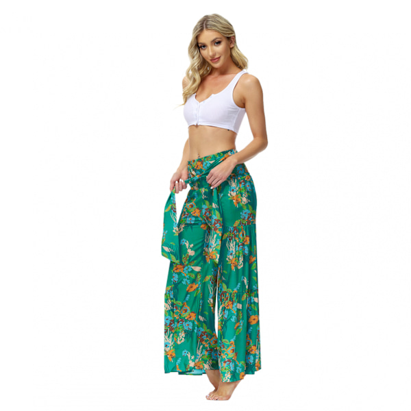 AVEKI Print Elastiske højtaljede Flare Leg Bell Bottom Bukser, FKBB009, S
