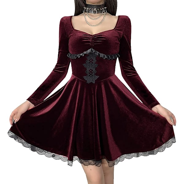 Goth Retro Court Lace Lantern Long Sleeve Hollow-O