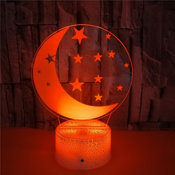 Moon 3D Night Light, 7 färger som ändras med Touch & Remote Co
