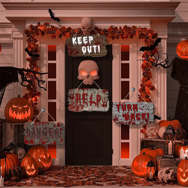 Halloween Ny imitasjon av tredørskilt Spøkelseshus Skremmende