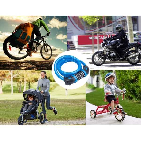 Cykelås med 5-cifret nulstilleligt nummer og holder