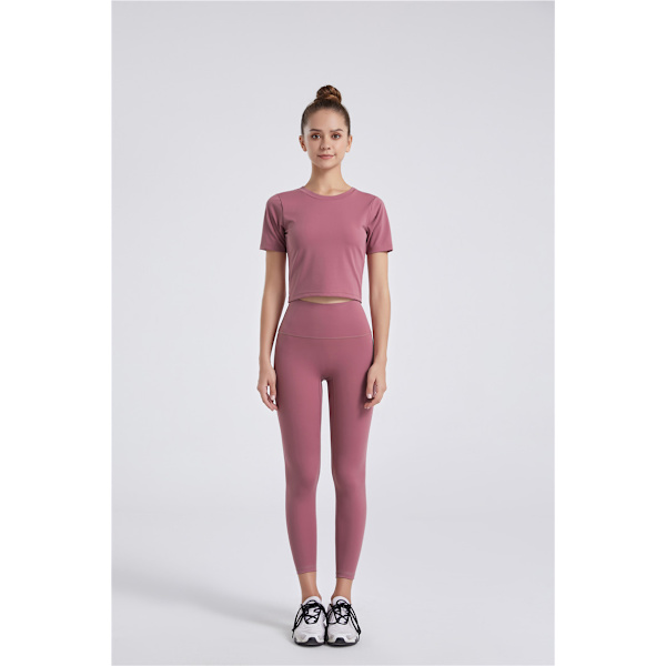 Capri-leggings med høj talje til kvinder - Blød slankende mavekontrol - Træningsbukser til løb Cykling Yoga (Plum Color, L