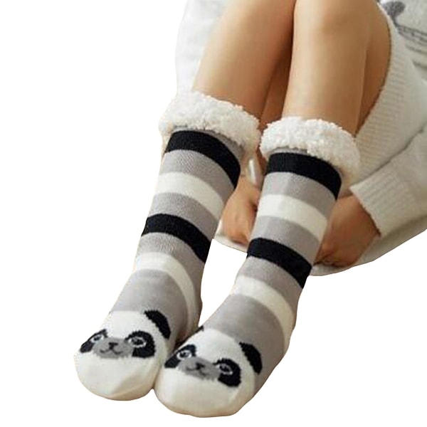 1 par Golvstrumpor Sherpa Foder Förtjockad Stretchy Soft Comforta Black White