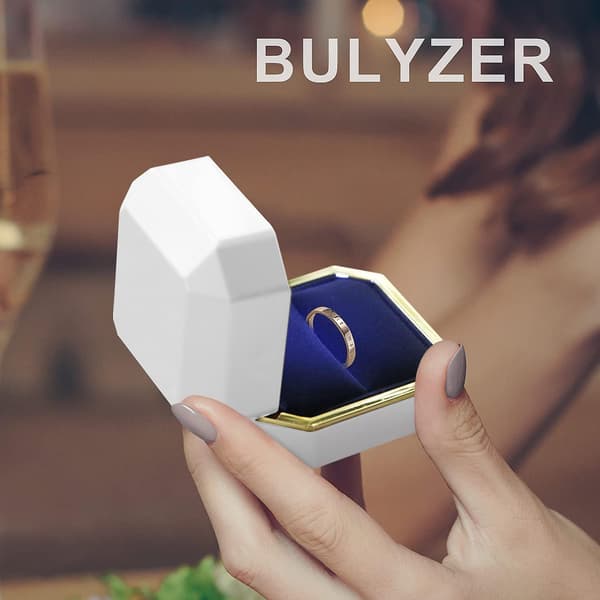 Ringlåda med ledljus, smyckeskrin, presentdisplay för bröllop, förlovning, bröllop. (vit)