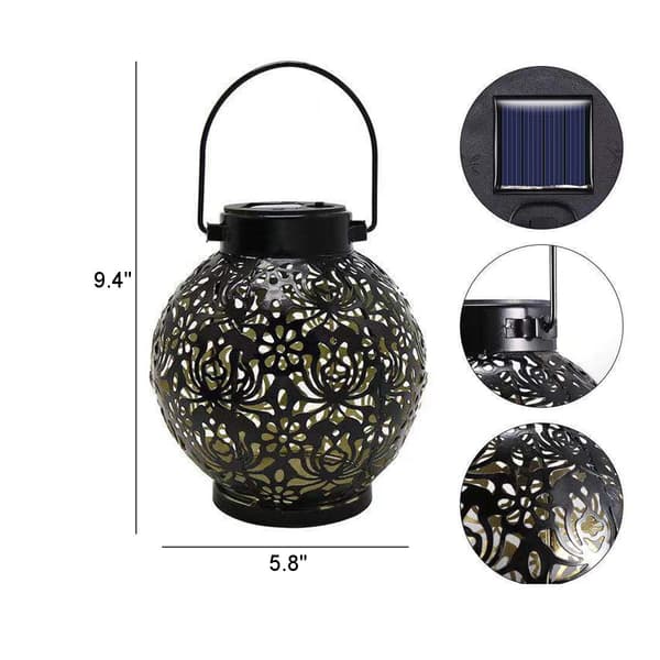Solar Projection Light Metal ihålig hängande lampa Night Light Bronze
