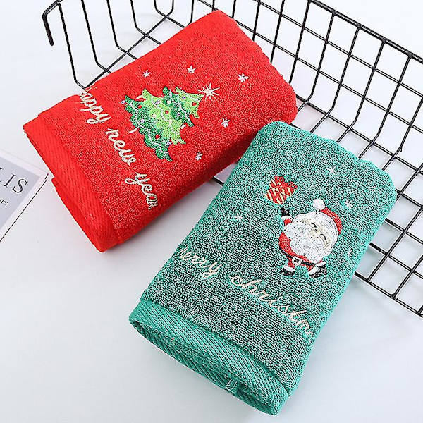 Xmas Hand Face Handduk Jul kökshandduk Röd Santa Claus Handdukar tvättduk Green