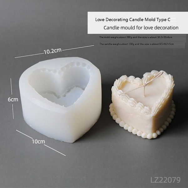 Lysformer Lys Stearinlys DIY Støbeforme i Silikonform lz22079 love heart c