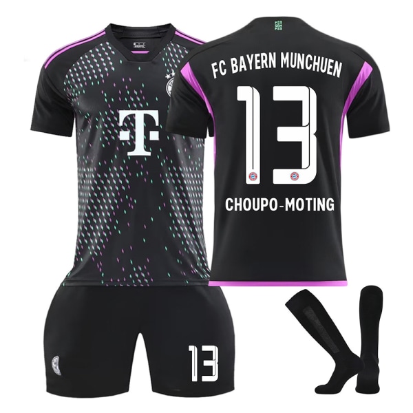 2324Bayern borta svart fotbollströja ärm för vuxna barn NO.13with socks XXL