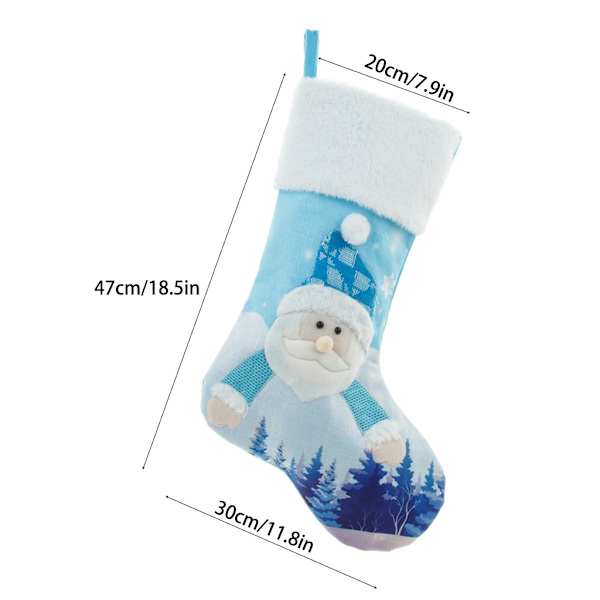 Stora julstrumpor Blå broderad godispåse Xmas Elementstrumpa Personlig julklapp till familjens land null - B