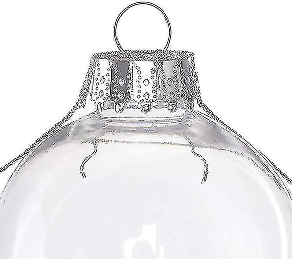 12 stk. jul transparent kule, fyllbar sfærepynt til juletre silver