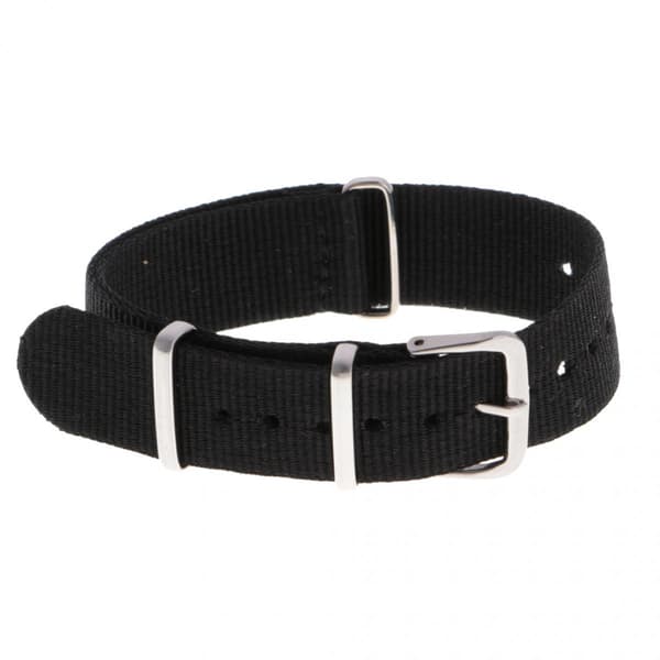 Kudottu nylon Ranneke Ruostumaton teräs Solki Musta 22mm