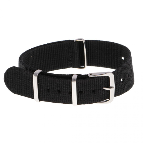 Vævet nylon armbånd rem rustfrit stål spænde sort 22mm