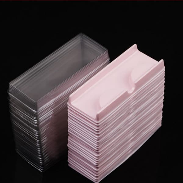 50 stk. vippeplader plasttrekantsgennemsigtig minkvippeholder e Pink