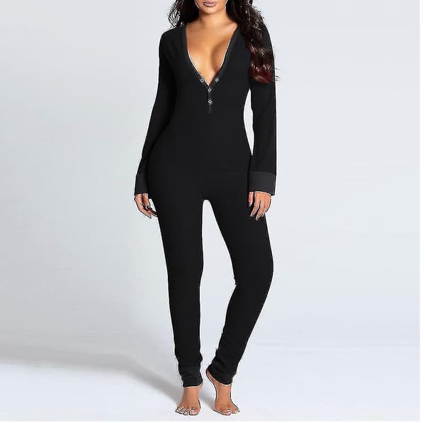 Butt Flap Undertøj Jumpsuit Dame Onesie Pyjamas Ryg Button-dow B orange S