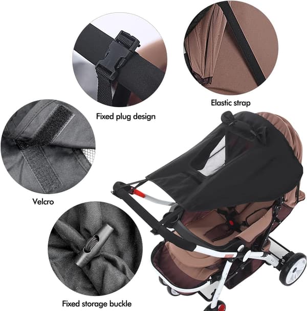 UV 50+ Protected Stroller Shade Segel: Universal dammtät, vindpr