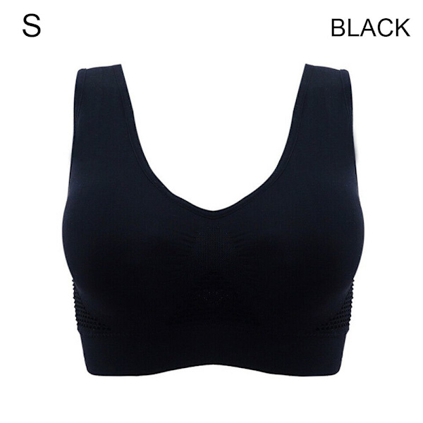 Sports-BH Push-Up-vest Stødsikre undertøj SORT S