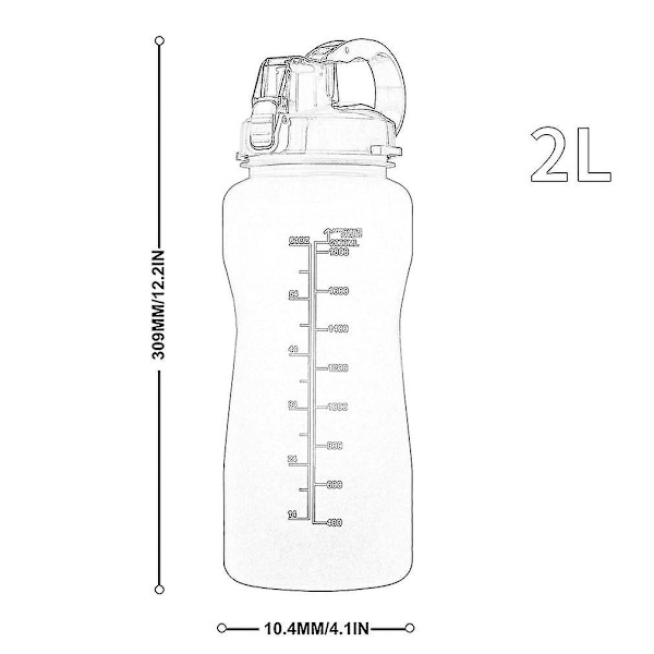 Gallon sportsvannflaske 3,8/2l stor kapasitet Tritan Bpa-fri Utendørs Motiverende Med Tidsmarkør Bærbare fitness purple and red 2L